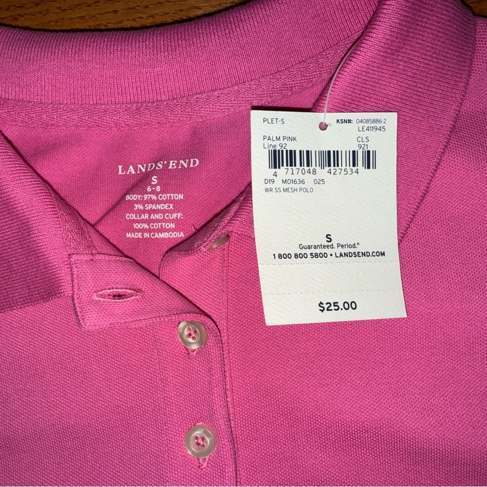 Women’s Land’s End Pink Polo Shirt - Size Small - Picture 5 of 8